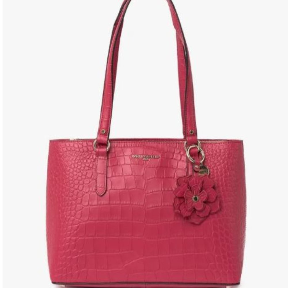 KARL LAGERFELD PARIS, Leather Tote Bag, Classic Red
